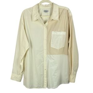 Rails Arlo Ivory Tan Cream Color Block Oversized Button Down Blouse - XL